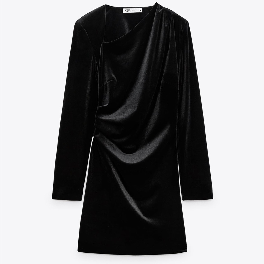 Zara Draped Velvet Black dress